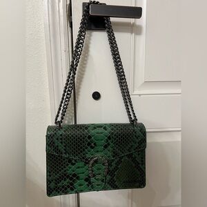 Sale!  Leather Snake Print Chain Shoulder Bag—NWOT!